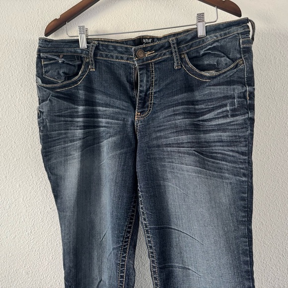 Blue Bootcut Jeans Distressed Look Plus Size 16 5-Pocket Styling Denim Everyday - Picture 2 of 11